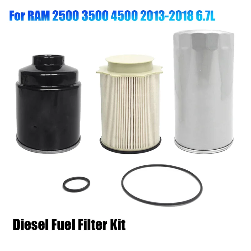 Cummins Oil Filter Diesel Fuel Filter Kit for 2013-2018 RAM 2500 3500 4500 6.7L 68197867AB 68065608AB 5083285AA