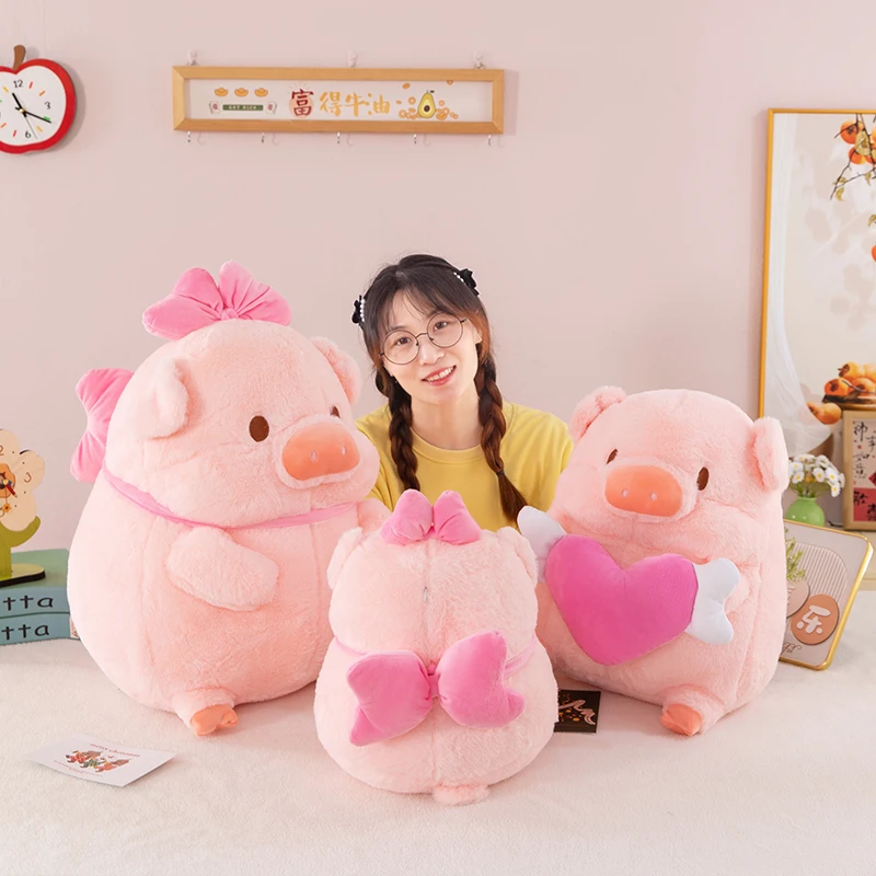 Peluche cochon rose sourire, dessin animé, remplissage, accessoires mignons, poupée douce et confortable, jouets pour enfants, cadeaux, compagnon de petite amie