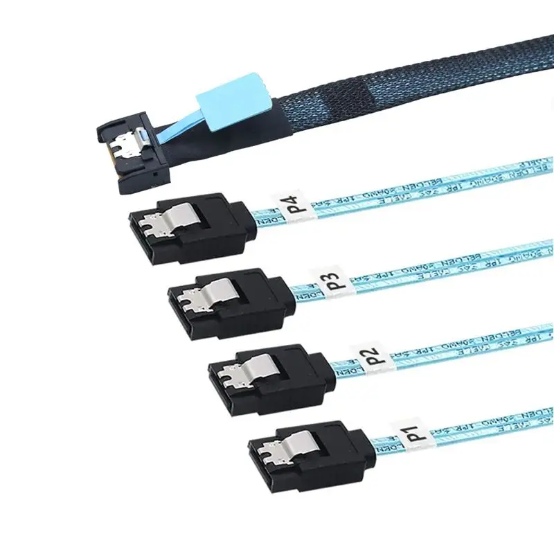 Slimsas 8654 MCIO 4I 38Pin To 4X SATA Cable PCIE5.0 PCI-E Server Data Connection Extension Wire High-Speed