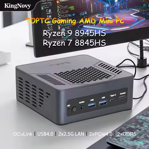 TOPTC Gaming Mini PC, Ryzen 7 8845HS/7840HS, Oculink, USB4.0, 2x2.5G LAN, 2xPCIe4.0 NVMe, 2xDDR5, Windows 11, NUC Mini Computer