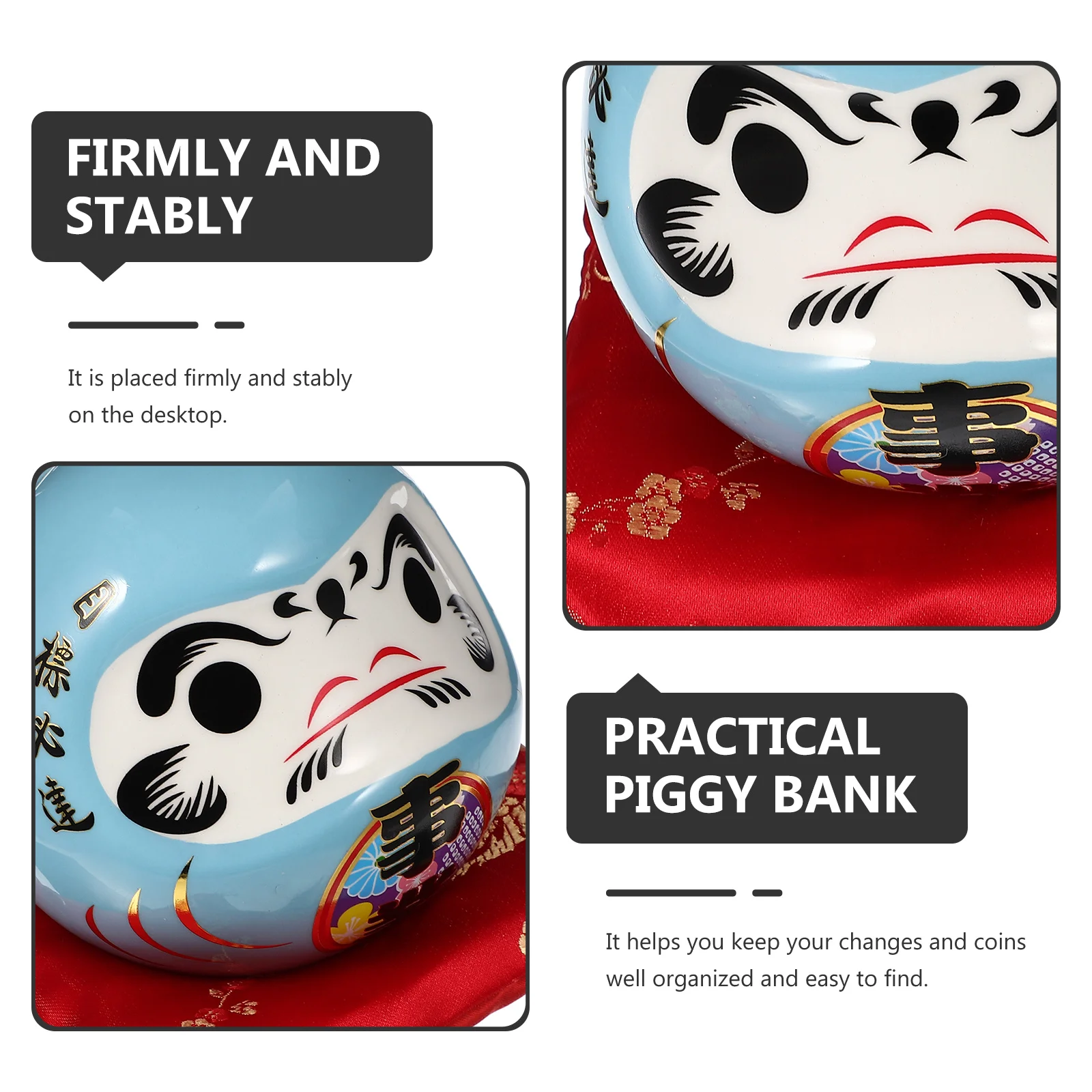 

Large Capacity Dharma Pattern Ceramic Piggy Bank Coin Saving Pot Kids Money Holder Japanese Style Desktop Ornament