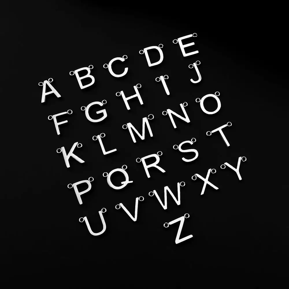 

26pcs One Set A-Z English Letters Connector Charms Mini Initial Alphabet With Jump Rings DIY Bracelet Name Necklace Initials
