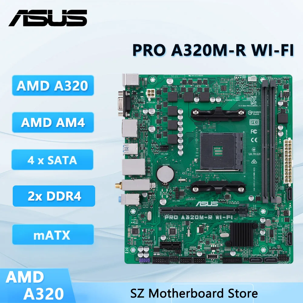 ASUA A320 Motherboard PRO A320M-R WI-FI Socket AM4 Support Ryzen 5 5600 5700 PRO 1200 4300G 220GE CPU DDR4 32GB Micro ATX