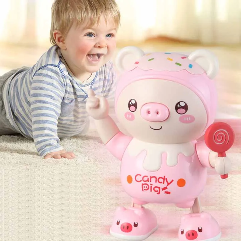 Dança elétrica e Swing Pig Toy com música leve, brinquedo interativo emissor de luz, animal bonito, engraçado, criativo, presentes do bebê