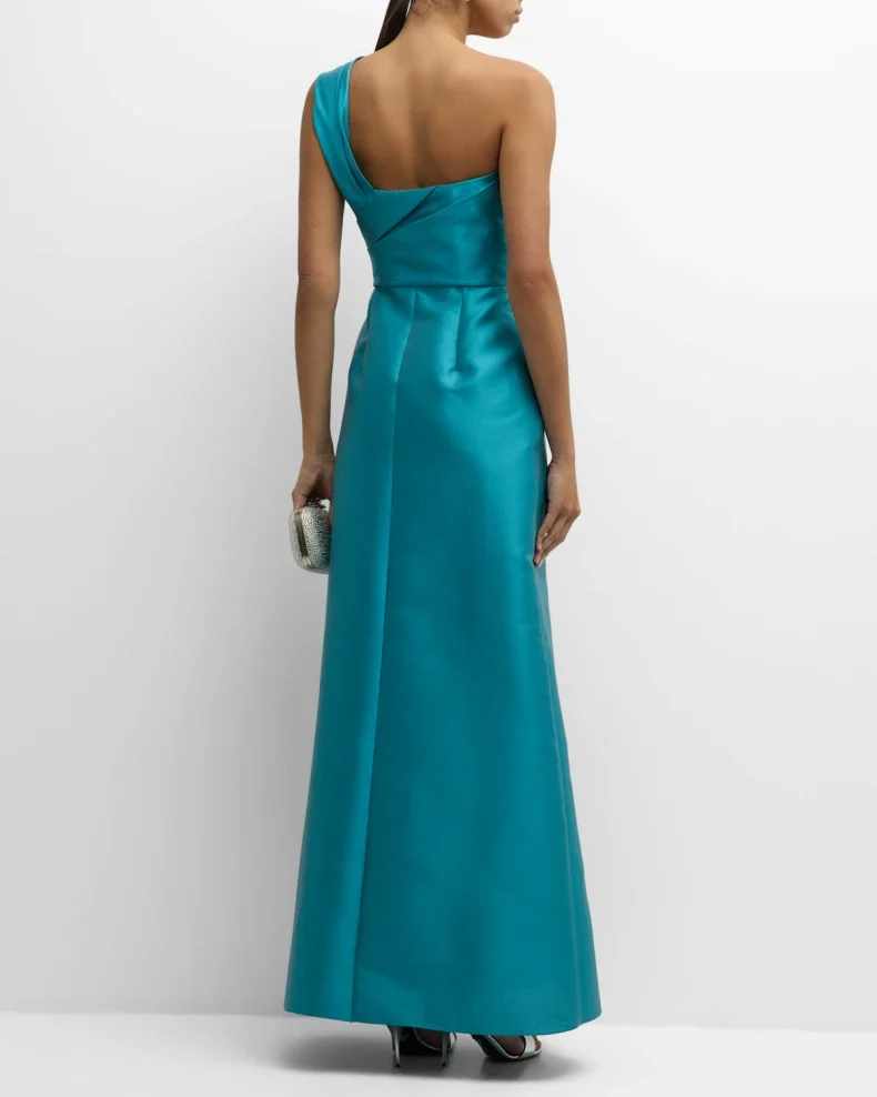 Green Evening Dress 2024 Satin Style Dress dress elegantes One Shoulder A-line Prom Dress Floor Length Woman Dress فساتين سهرة