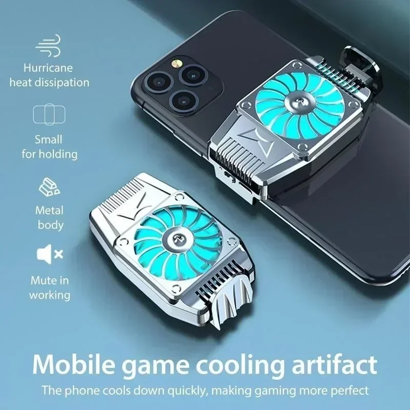 

H15 Mini Mobile Phone Cooling Fan Radiator Turbo Hurricane PUBG Game Cooler for IPhone/ Samsung/ Xiaomi Universal Cool Heat Sink