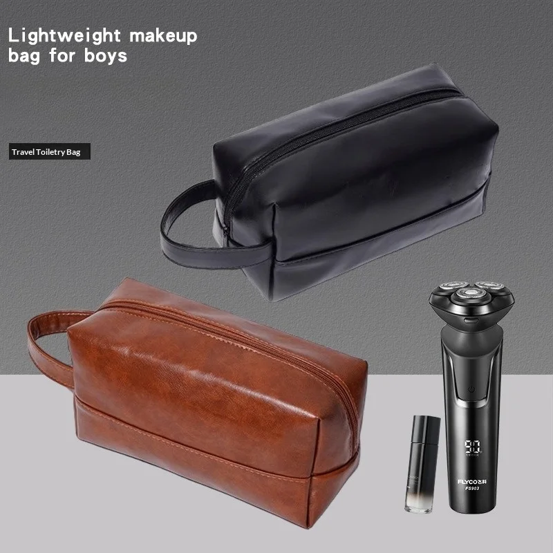 

1Pc Men PU Leather Travel Wash Toiletry Bag Waterproof Bathroom Shaving Tools Organizer Pouch Cosmetic Bag Women Swim Need Bag