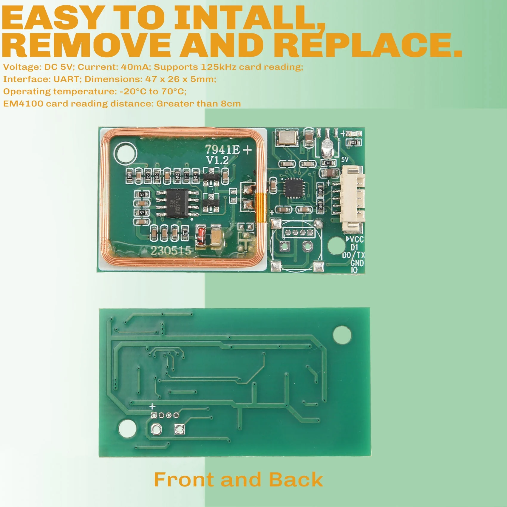 Sells well RFID UART Reader Wireless Module 3Pin 125KHz Card Reading EM4100 8CM DC 5V for IC Card PCB Attenna Sensor Kits
