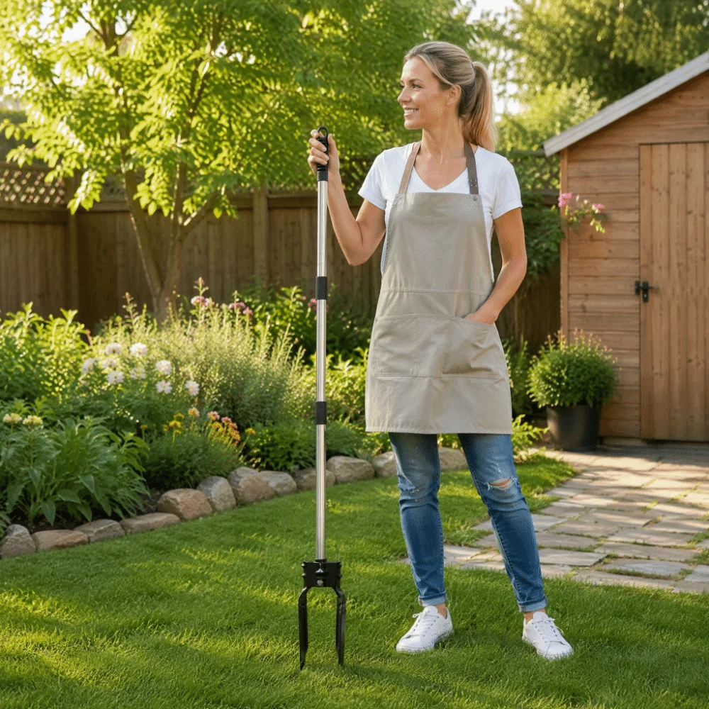 Long Handle Grass Plugger Tool Ergonomic Heavy Duty Plants Transplanter Steel Construction Sod Plugger Tool Digging Holes