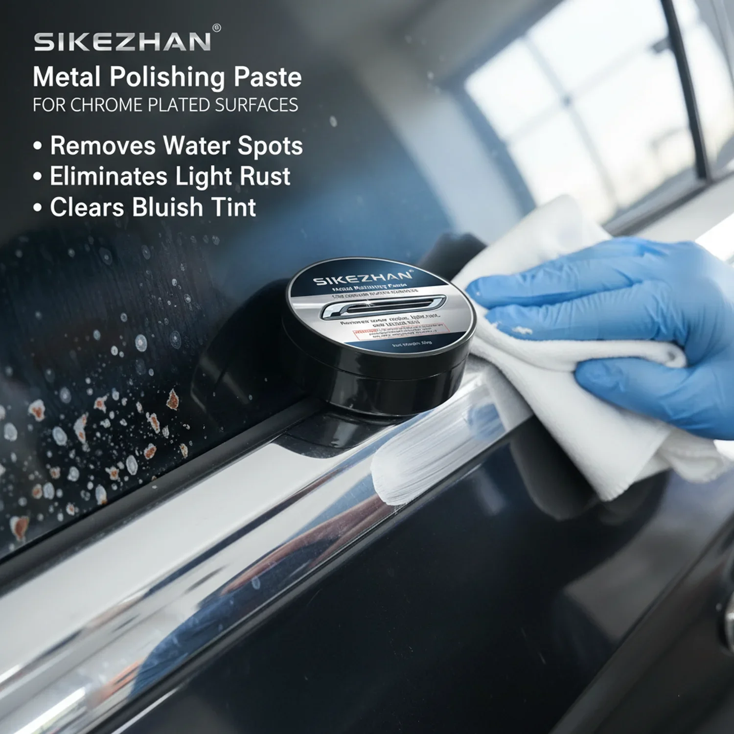 Professional Chrome Polishing Compound Removes Water Stains Rust Blueing Oxidation Metal Polish Paste for Auto Trim Cleaner