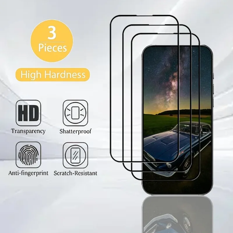 3Pack HD Clear Screen Protector Geschikt voor iPhone 17 16 15 14 12 13 11 Pro Max 16 15 14 Plus 16e 17 Air XR XS Max 7 8 Glas