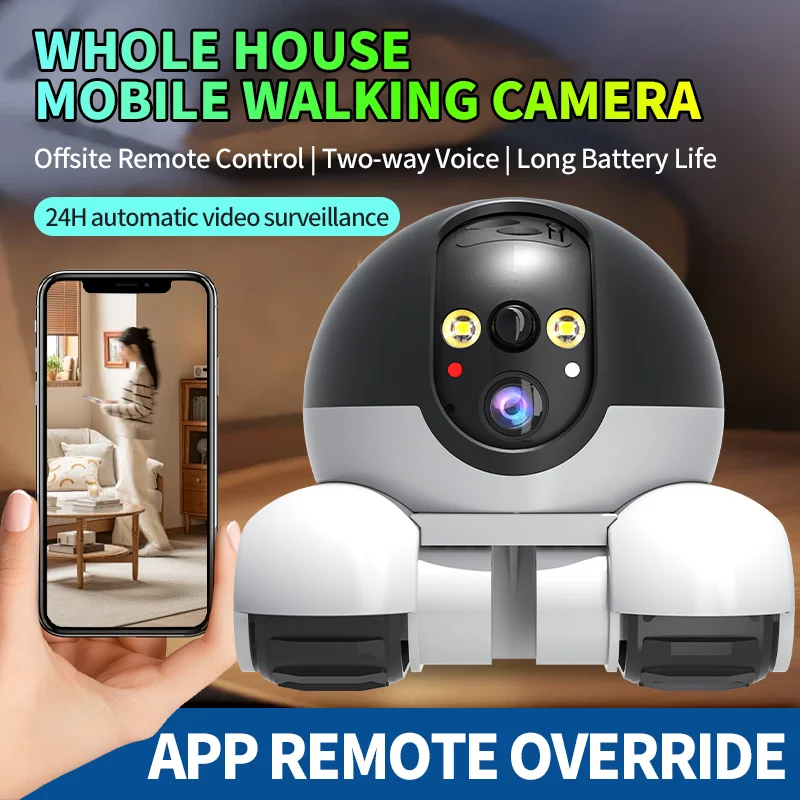 Dual Lens Robot Camera Dual Screen Monitoring All-Around Viewing Long Battery Life Baby Pet Monitor Mobile Walking Camera Home