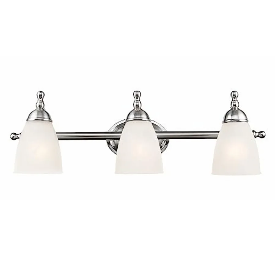 

50783 23" 3-Light Vanity Light, Satin Nickel, Alabaster Glass Shades, Beauty Room Accessories, Bathroom Lights Over Mirror, Mak