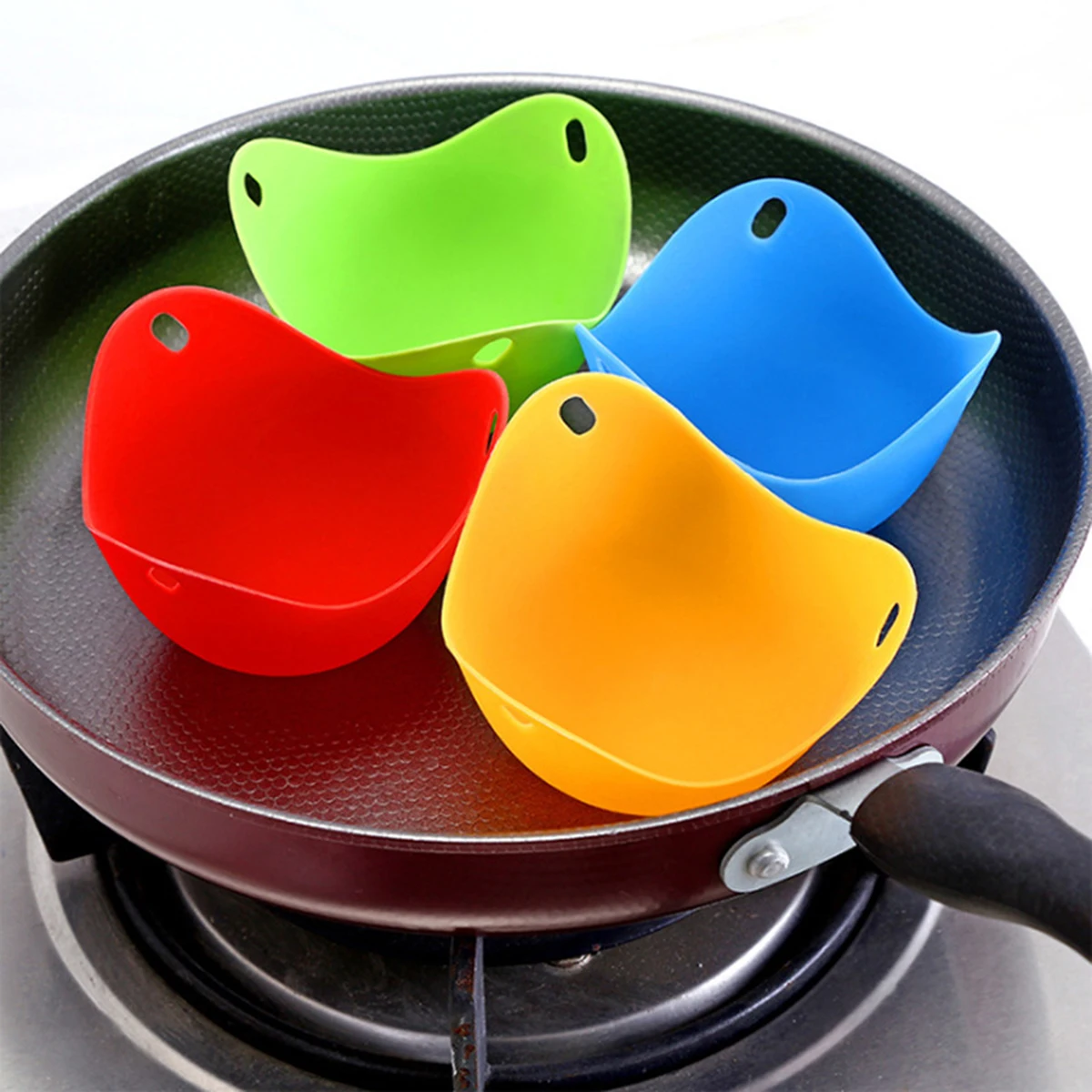4Pcs Silicone Egg Poacher Cups, Non-Stick Heat Resistant Poached Egg Cooker Molds, Reusable Egg Poaching Pan