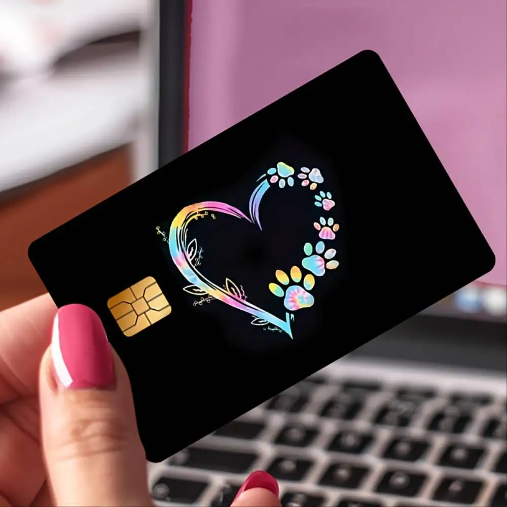 Love And Paw Prints Credit Card Sticker Bubble Free High Quality PVC Decal For EBT Debit Transit Cards