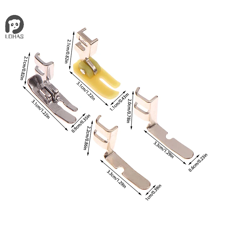 4Pcs Old Sewing Machine Zipper Presser Foot Set (Iron Presser Foot, Plastic Presser Foot, Left Hole And Right Hole Single Side)