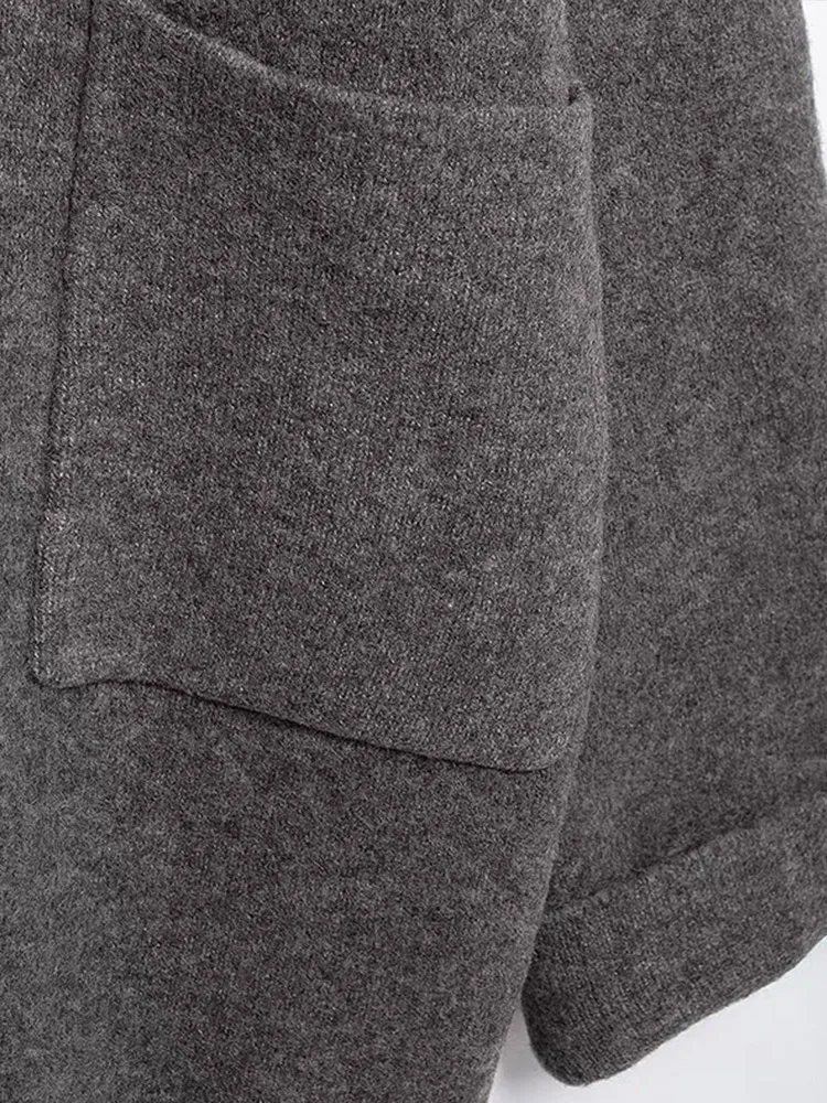 Novo feminino de malha o pescoço cardigans bolsos soltos único breasted camisola feminina 2026 primavera outono engrossar senhora outwear