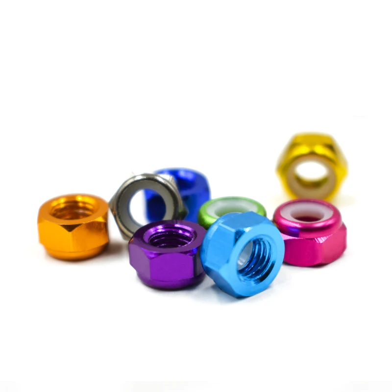 10pcs M2 M3 m4 m5 m6 Anodized Multi-color Colourful Aluminum Alloy Nylon Lock Nut