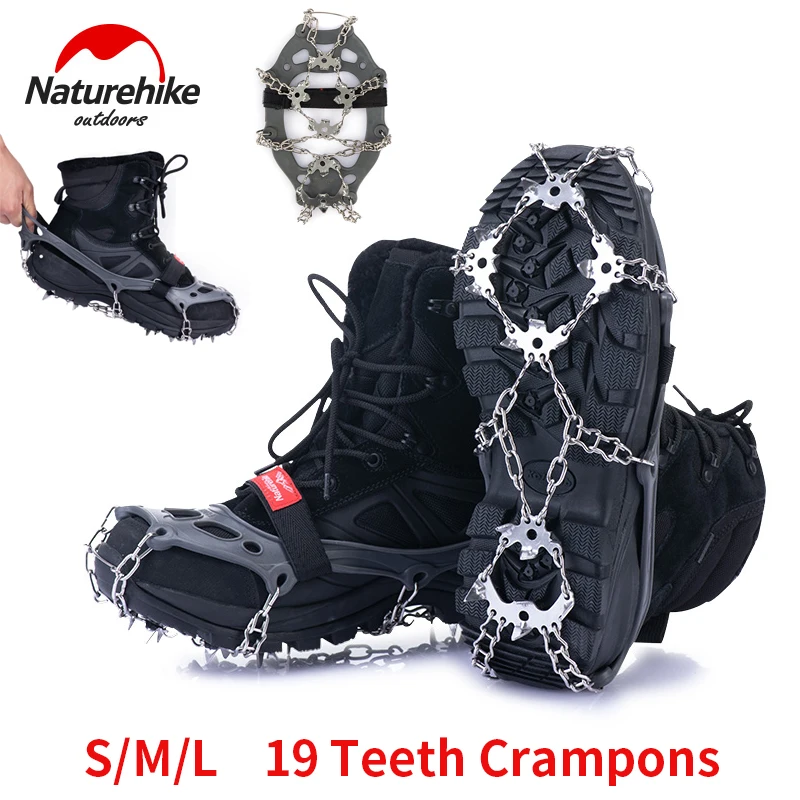 Naturehike Hiking Crampons Anti Slip Climbing Snow Ice Microspikes Outdoor Hiking Walking Shoe Chain Claw Boot Grip Cover Spikes