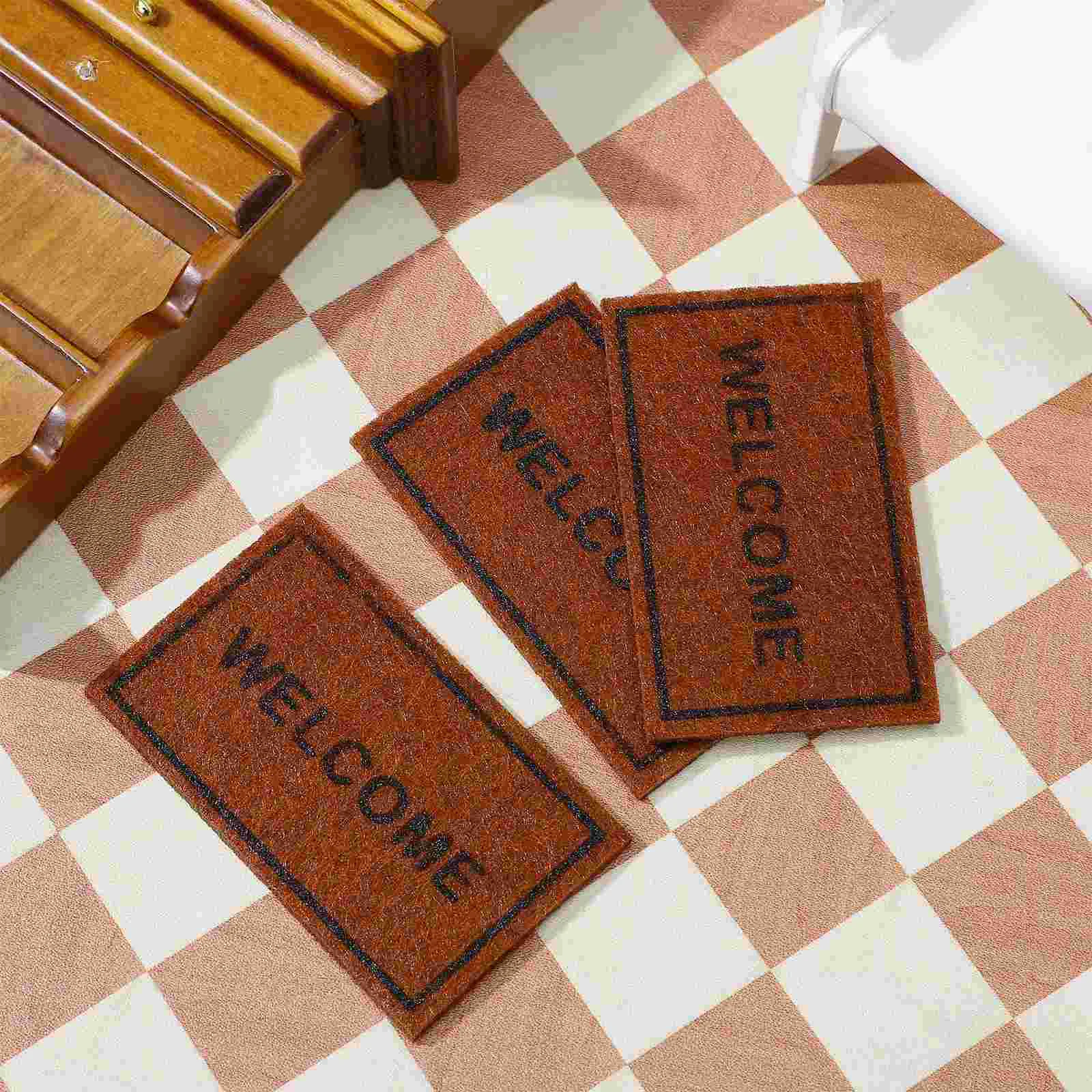 Tapis miniatures de mariage, accessoires et meubles de maison de course lea, polymère de sol de bienvenue, coussin de chambre de jouets, poupées, 3 pièces