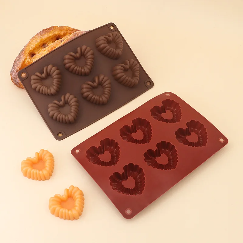 Heart-shaped Silicone Chocolate Molds DIY Baking Mold 6 Hole Ice Grid Molds Mousse Soft Candy Kitchen Tools view 3