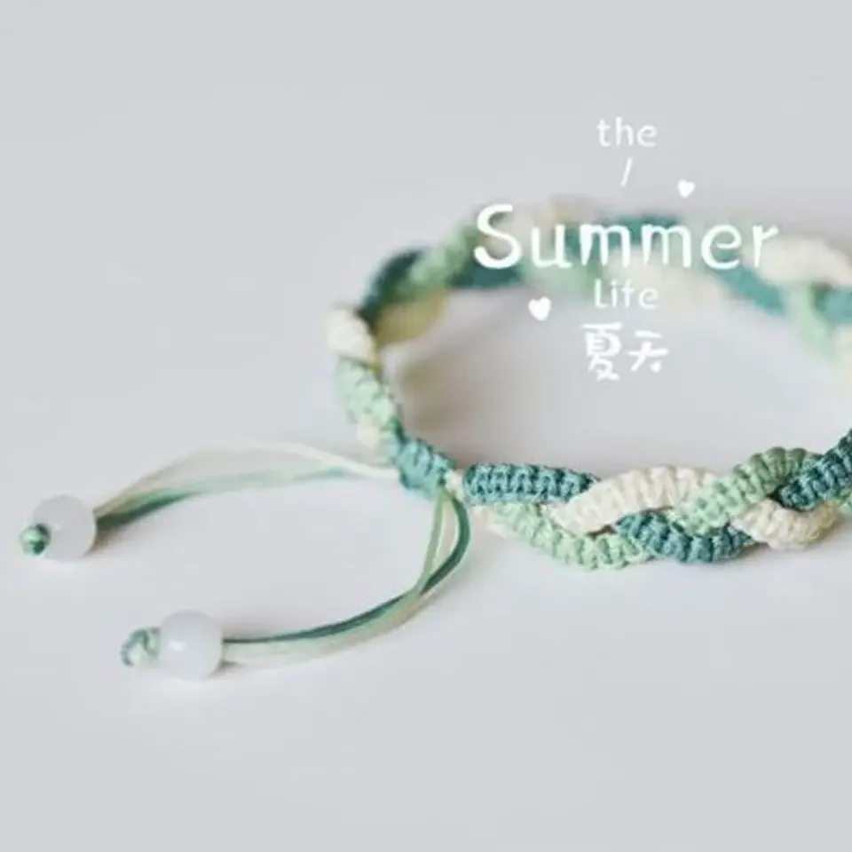 

Рождественский браслет в стиле макарон с градиентом, регулируемый, для студенток, девушек, пар, в стиле Mori Girl, свежий, простой, на шнурке, для женщин