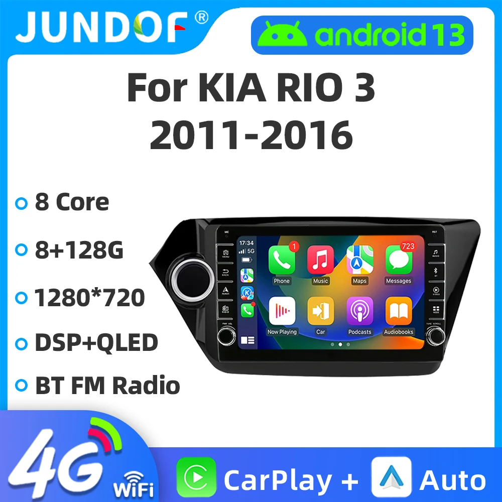 

Jundof 9" 4G Carplay DSP 2din Android 13 Car Radio Multimedia Video Player Navigation GPS For KIA RIO 3 2011-2016 K2 Head Unit