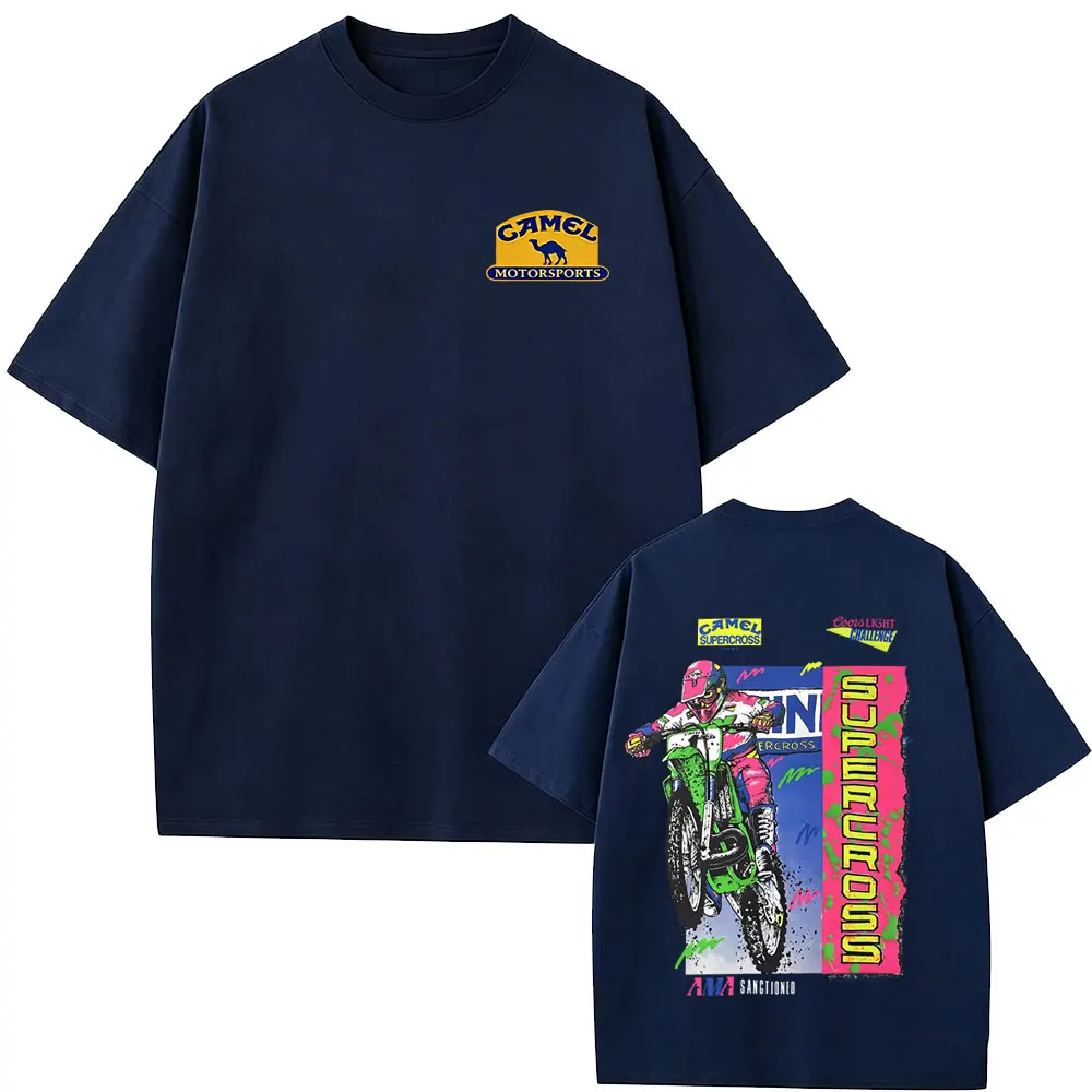 Hot Sale New Vintage Camel Motocycle Graphic T-shirt Men Women Fashion Retro Oversized T-shirts Men's Casual Pure Cotton T Shirt