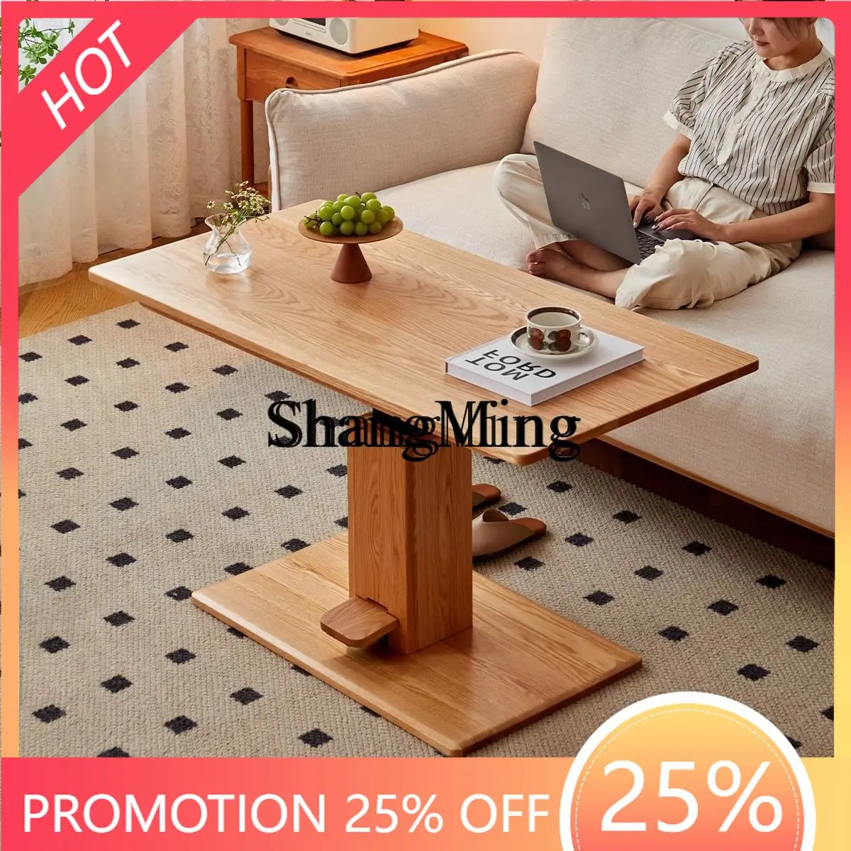 

SM Wood Adjustable Coffee Table Multifunctional HomeSmall Apartment Modern Simple Living Room Dual-use Coffee Table