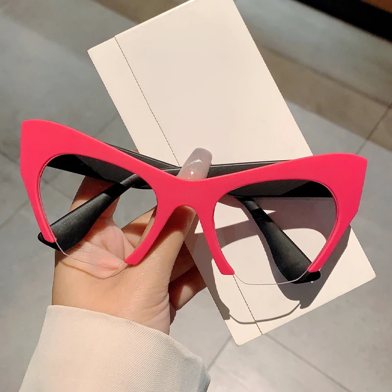 KAMMPT Fashion Leopard Women's Glasses Oversize Chic Decoration Eyewear Stylish Cat Eye Design Eye Glasses for Photograph