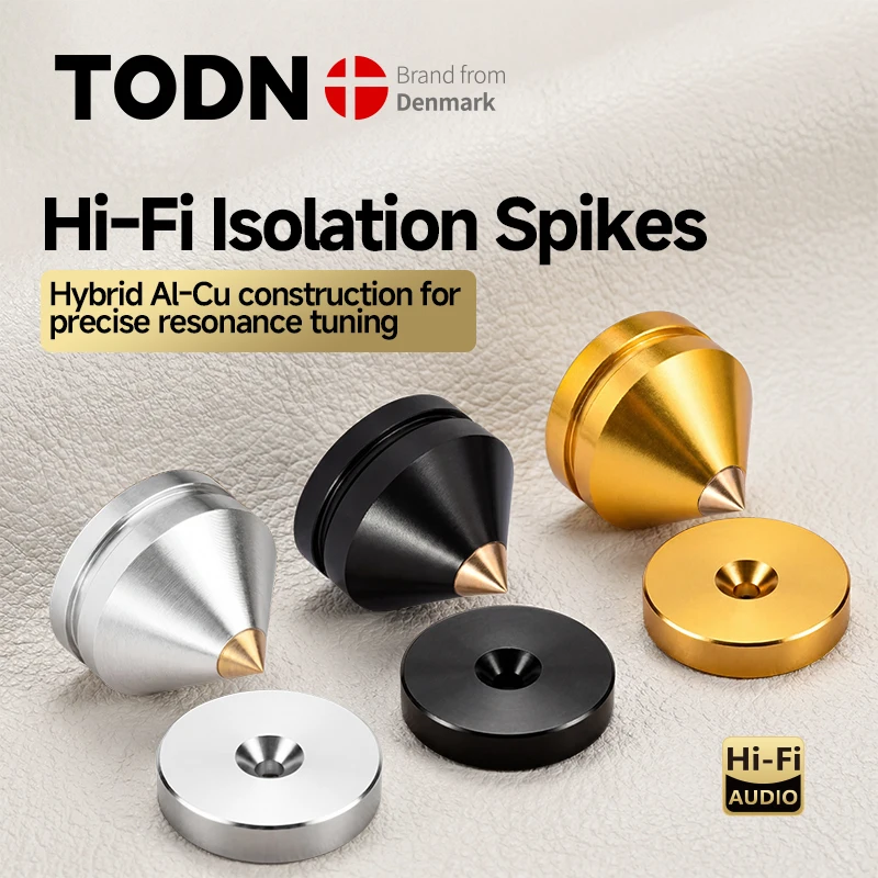 4 Sets Hi-Fi Isolation Spikes Feet Foot Pad Aluminum Alloy Pure Copper Tip for Speaker CD Player Vibration Noise Reduction