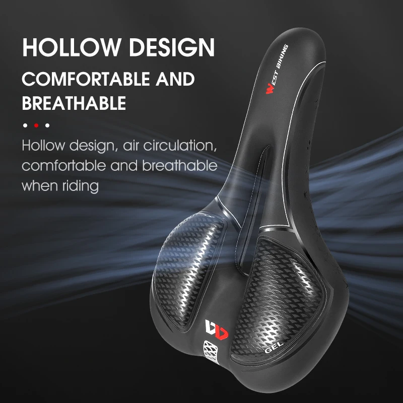 WEST BIKING Hollow Breathable Bicycle Saddle High Elastic Shockproof MTB Road Bike Seat Comfortable Cycling Cushion Accessories