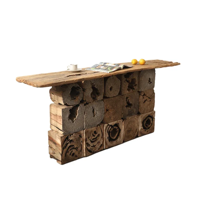 

wabi-sabi simple retro table, natural and simple old wood tea table, solid wood living room coffee table B & B home tea room