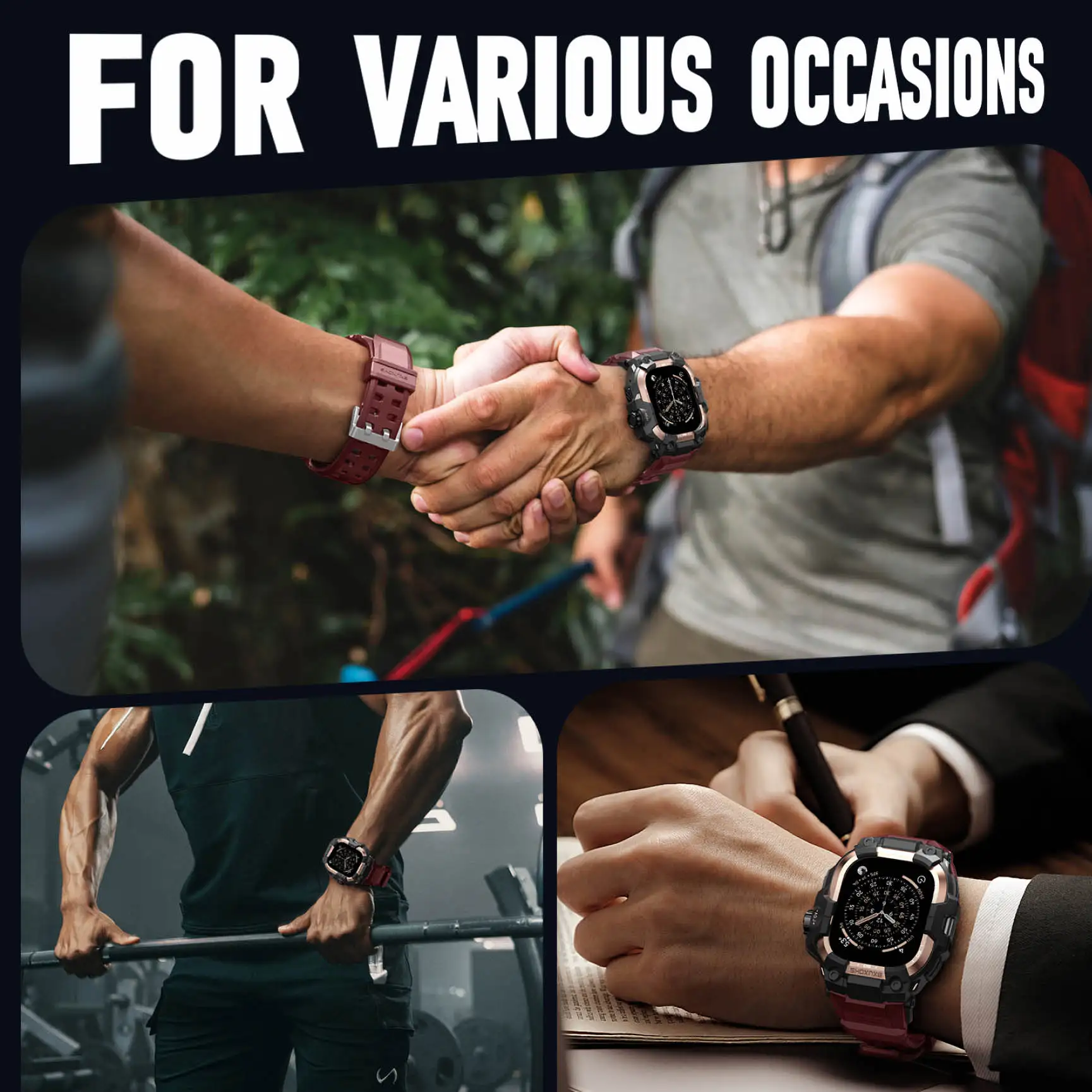 Custodia in metallo + cinturino tattico per cinturini Apple Watch Ultra 3 2 49mm 44mm 45mm 46mm Cover braccialetto correa iwatch 11 10 9 8 7 6 5 SE 3