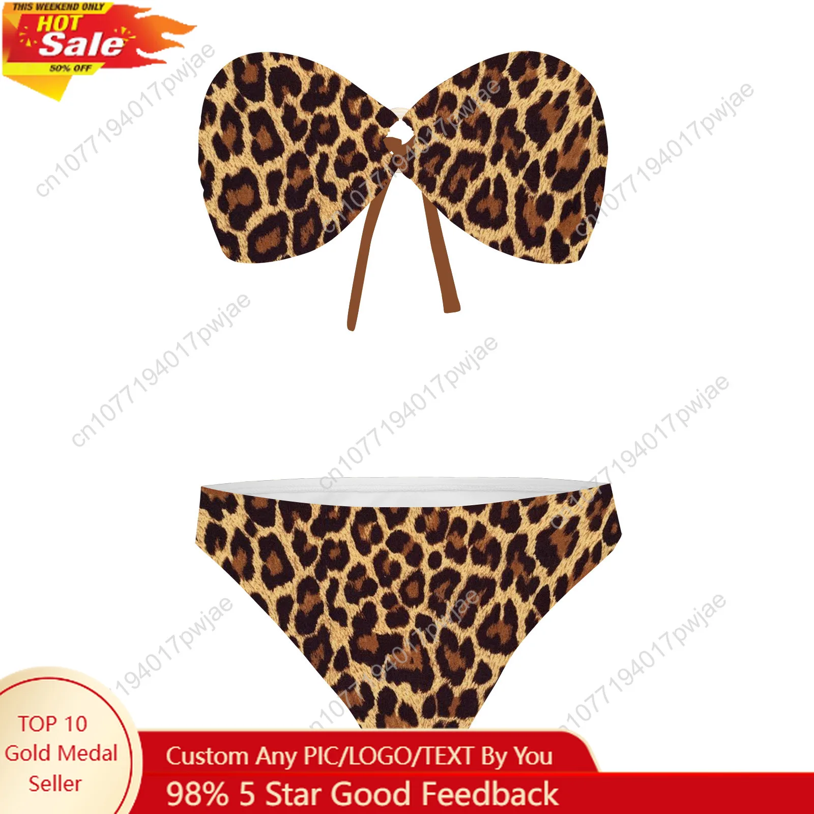

Leopard Print Pattern Strapless Swimsuit Womens Bathing Suits Fashion Swimwear Pool Party Beach Sexy Bikini Customize Beachwear
