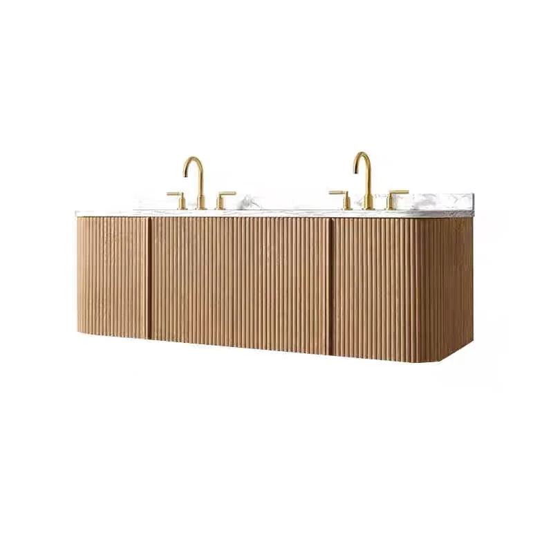 #@Customized Modern Wall-Mounted Bathroom Vanity Cabinet with LED Touch Illuminate Mirror Ceramic Basin and Customized Design
