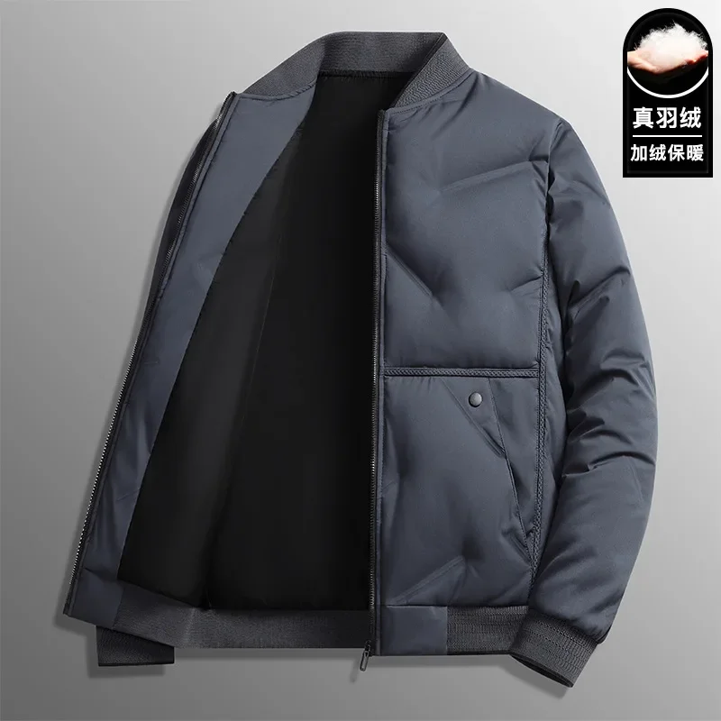 2026 Winter New Fashion Men's Solid Color Casual Trendy Simple Basic Goose Down Jackets High Quality Male Clothes Coats Tops