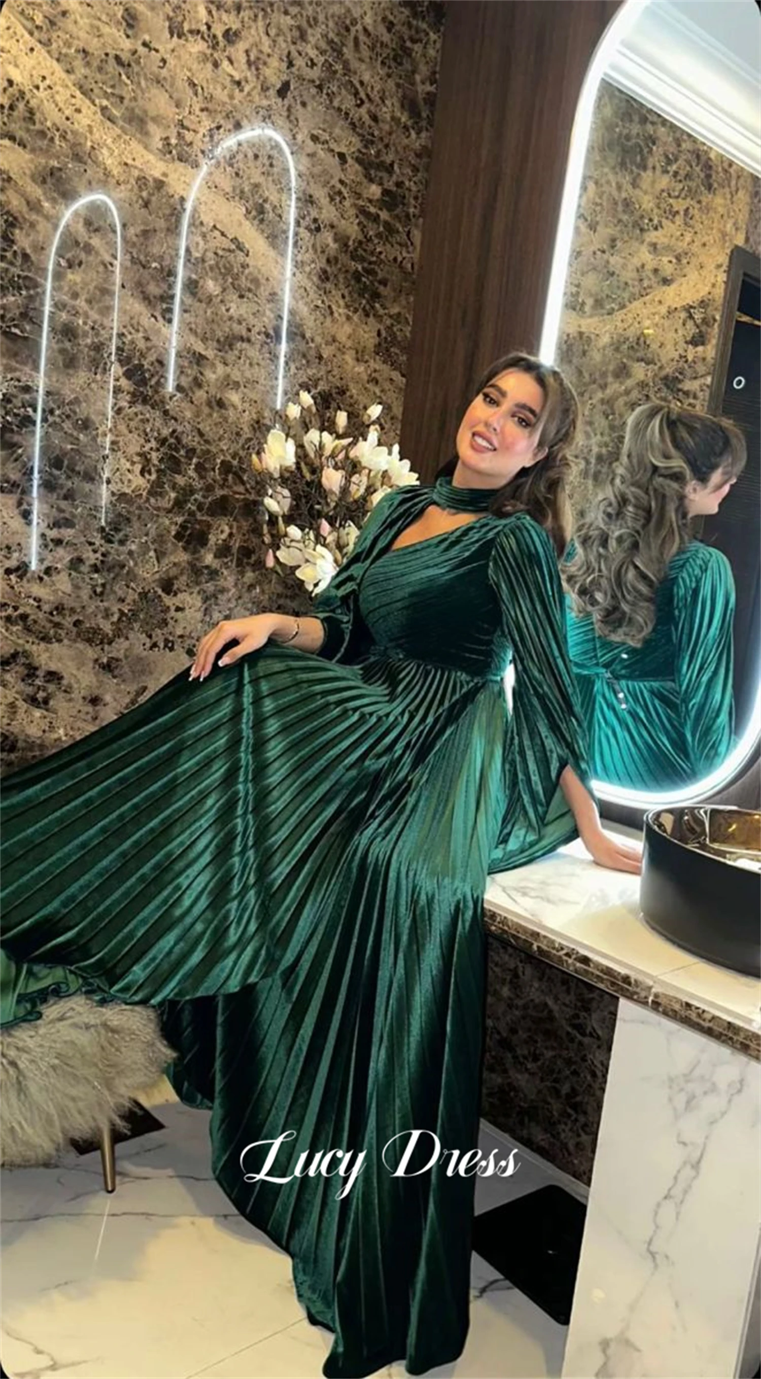 

Lucy Green Eid Al-fitr Evening Dress Line A Ball Gown Frills Shawl Women's Formal Occasion Dresses Gowns Weddings 2024 Midi