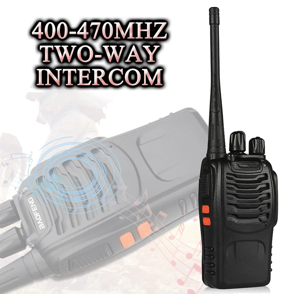 Tactical 2PCS  Handheld Walkie Talkies 400-470MHz Channel Communication Channel Two Way Radios Long Range Rechargeable Walkie