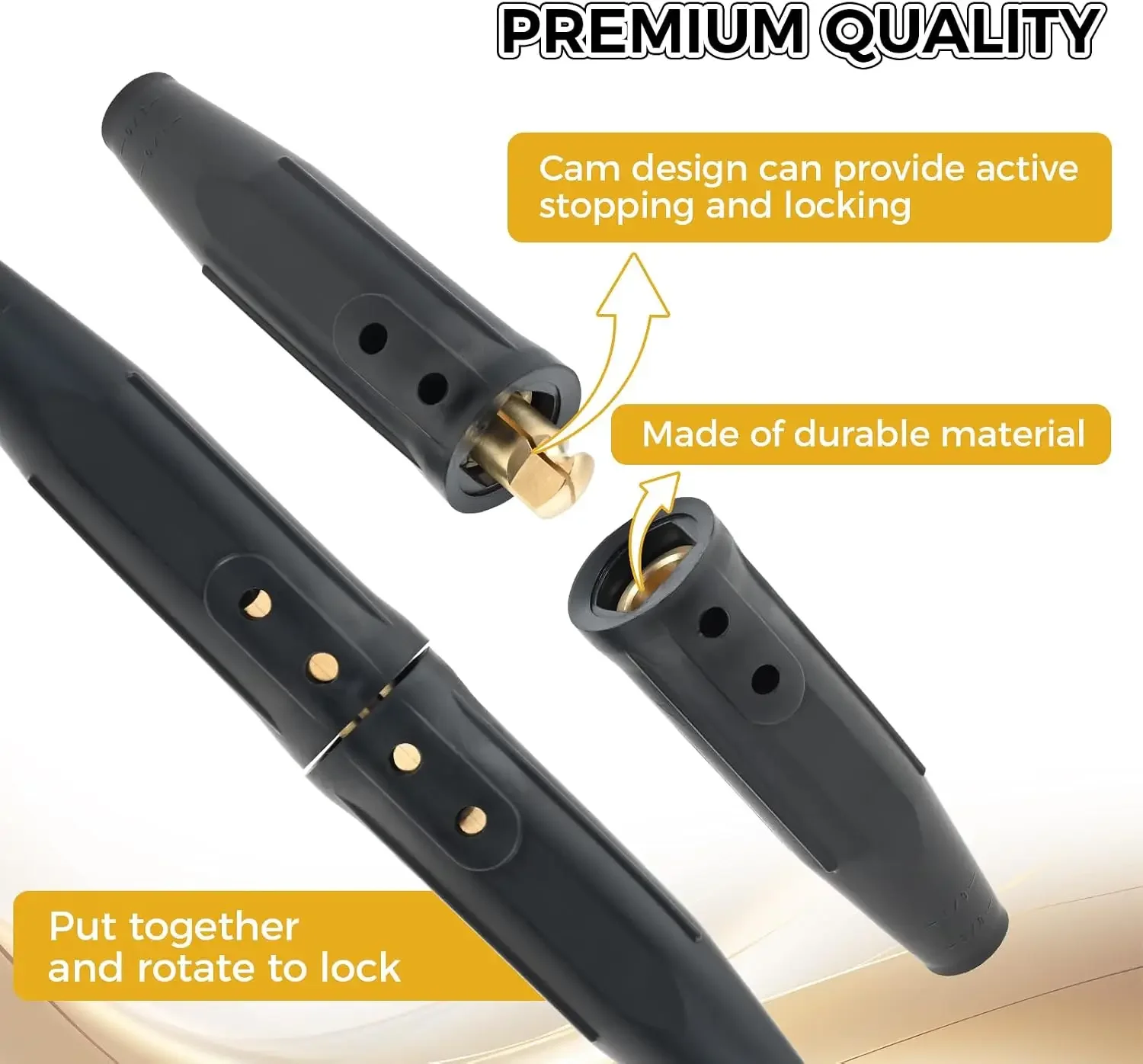 2kit LC-40 Twist Lock Welding Cable Connectors 350 Amp Lead Male & Female Ends Brass Terminal for 1/0 & 2/0 Cable 50-70SQ-MM