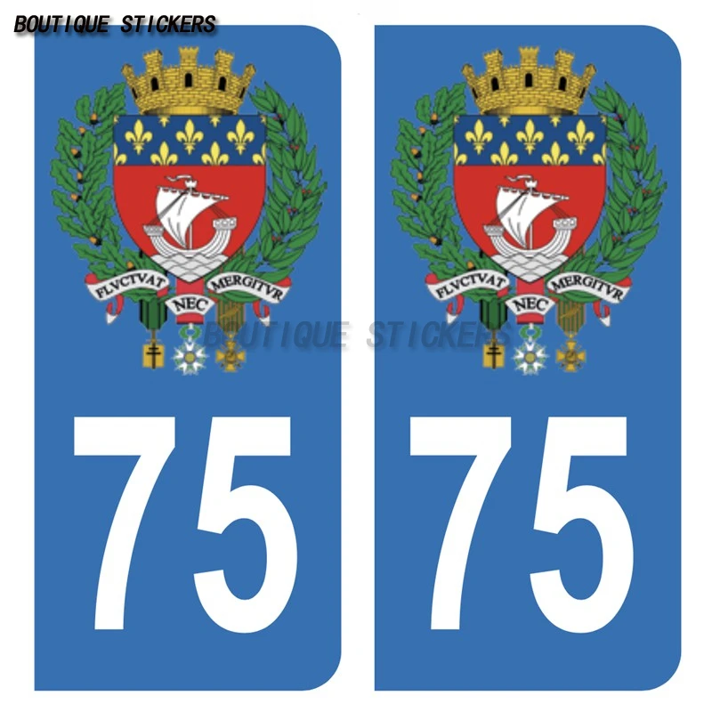 

Exquisite Car License Plate Sticker License Plate Department 75 Blason Paris Waterproof Polyethylene Decal