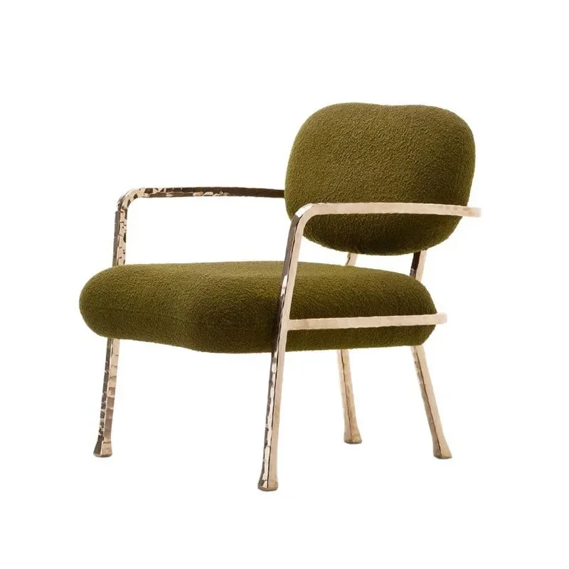 

Light luxury brass dining chair simple modern designer villa luxury living room home leisure chair single armchair