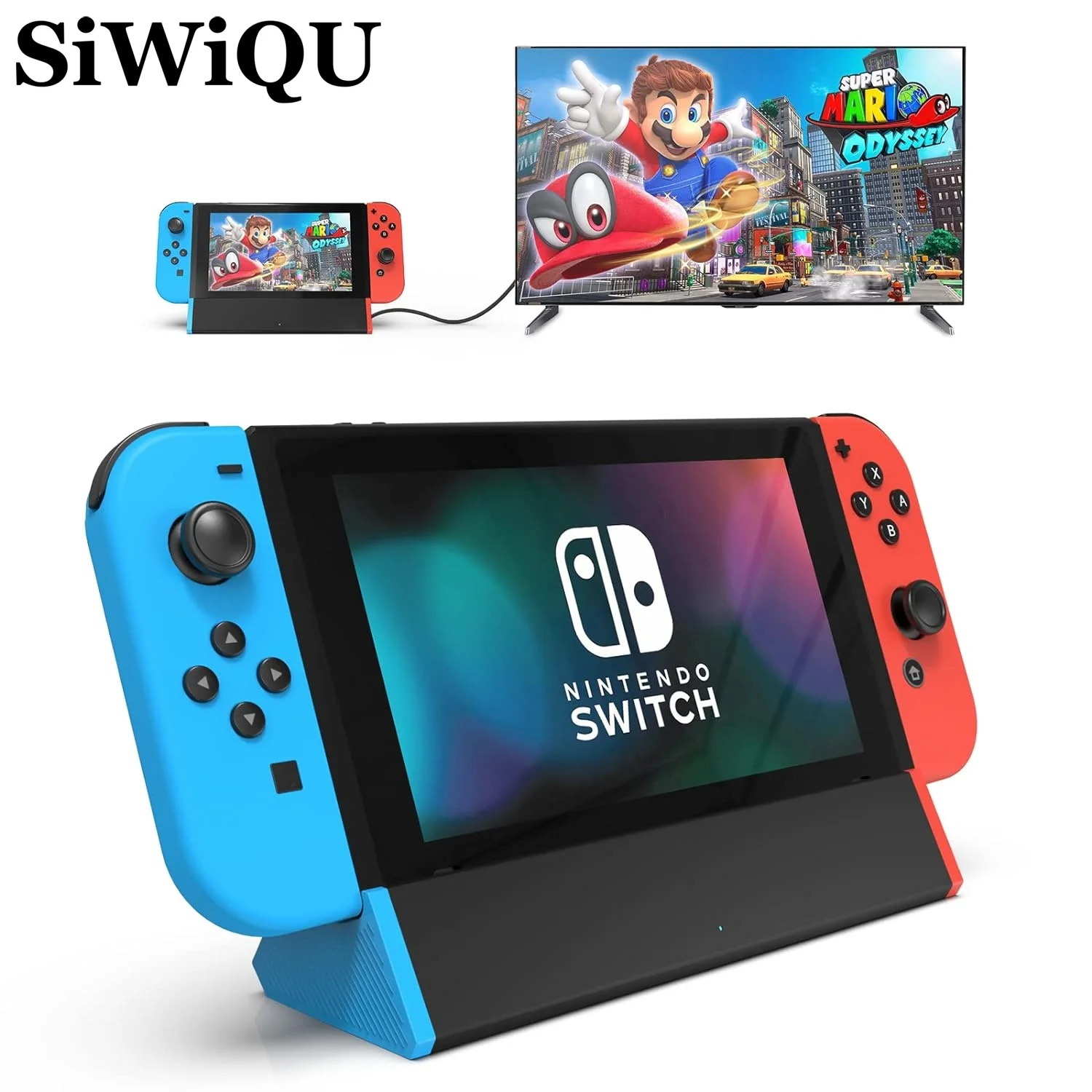 SIWIQU TV Dock Station for Nintendo Switch/Switch OLED,With 1000Mbs LAN Port/4K HDMI Adapter/Type C Port/ USB Port,Charging Base