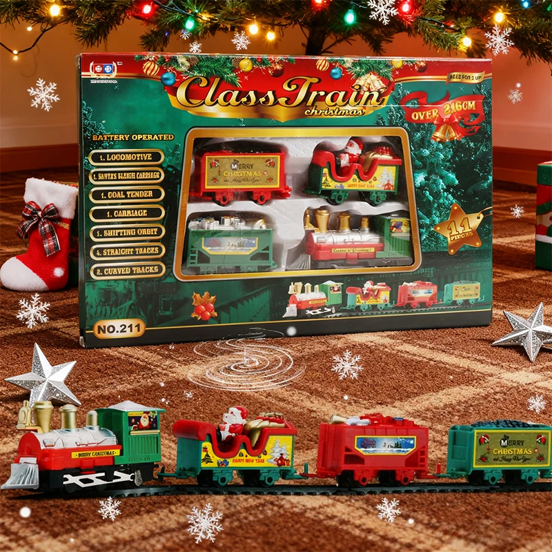 2026! عيد الميلاد تجميع قطار السكك الحديدية مجموعة شجرة عيد الميلاد الديكور المسارات اللعب هدية للأطفال السنة الجديدة هدية الكريسماس #1