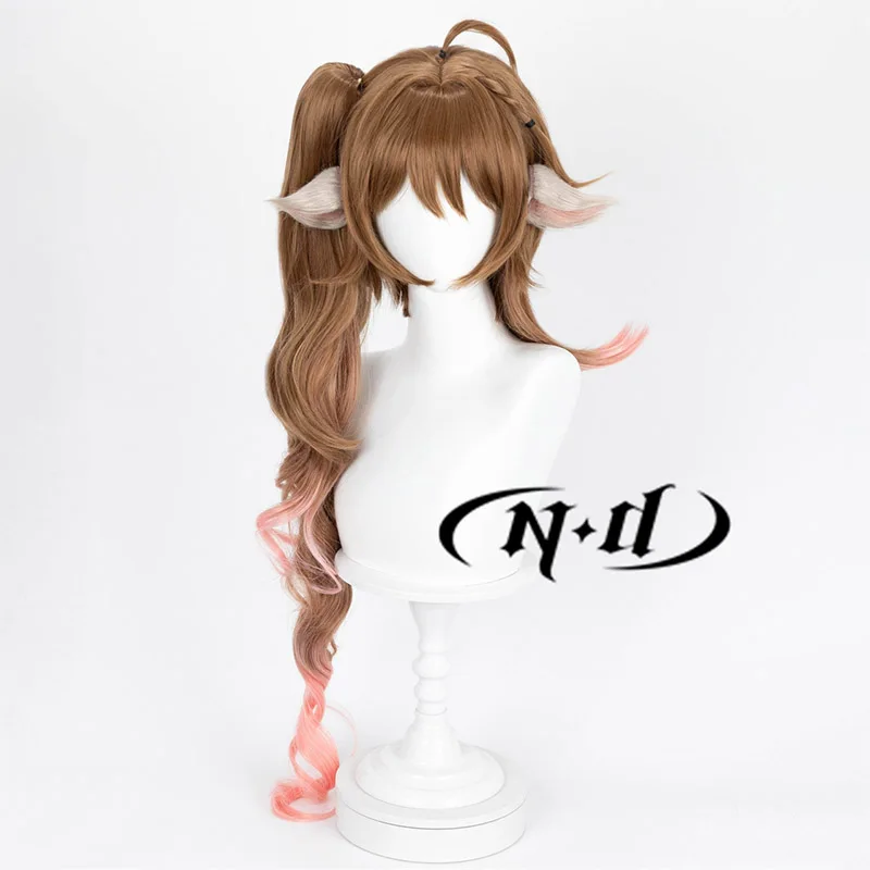 ND Eyjafjalla شعر مستعار تأثيري لعبة الفرسان تأثيري شعر مستعار بني طويل الشعر مع الأذن لجميع القديسين جزء مقاومة للحرارة الاصطناعية