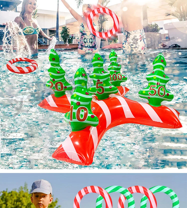 Balés de piscina, lanzamiento de anillo inflable, bomba de inflado de Carnaval de Navidad, juguetes deportivos de natación al aire libre, juegos de entrenamiento de agilidad de velocidad de lanzamiento