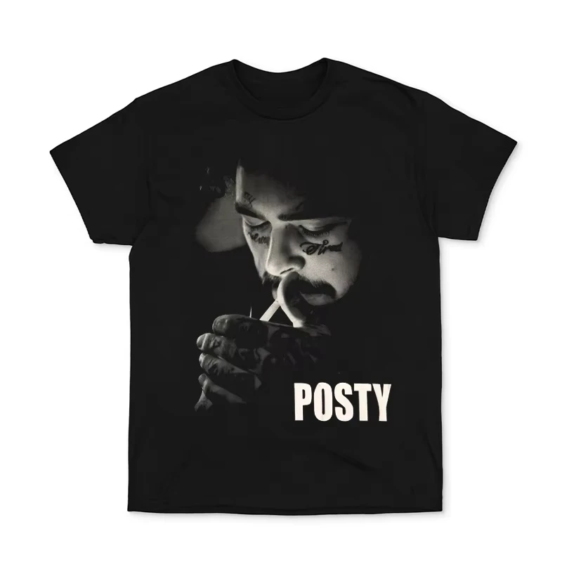 Custom Top Hot Sale Post Malone Retro Style Poster Print T-shirt Men Women O-neck Cotton Summer Tee Oversized Streetwear