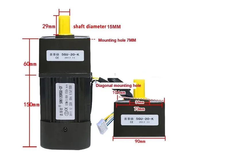 Imagem -04 - Motor 5rk90gu-cf do Redutor da Engrenagem da C.a. de 90w 220v com Velocidade Ajustável do Regulador cw Ccw