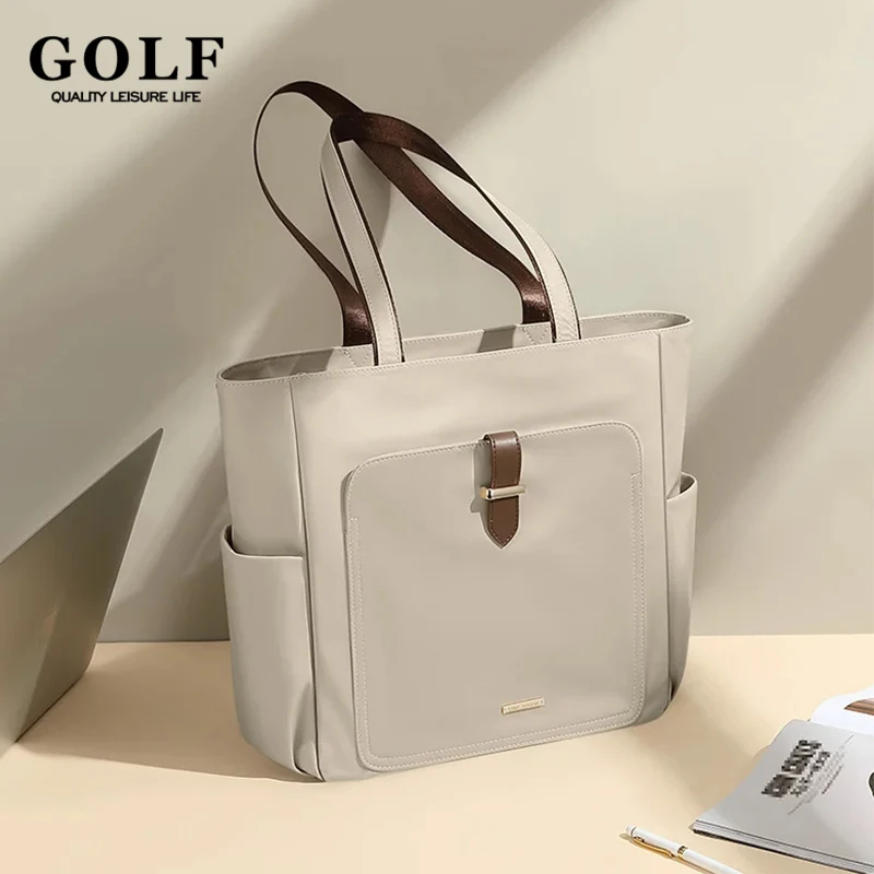 GOLF Women Tote Bag with Laptop Pocket Black Apricot Fashion Shoulder Bags Large Capacity Commuter Luxury Designer Handbags 2024