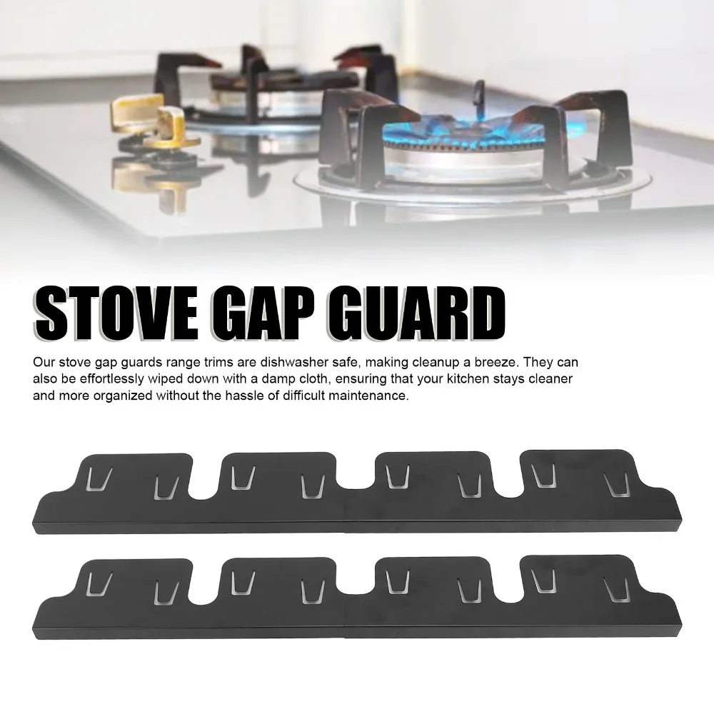 Stainless Steel Stove Gap Cover Black Adjustable Length Counter Gap Filler Easy Clean Easy to Install Stove Gap Guard